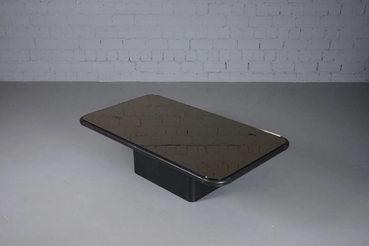 Coffee table (DS 3011) with mirror glass & leather from De Sede