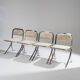 Set de 4 chaises en métal chromé et velours, 1970s