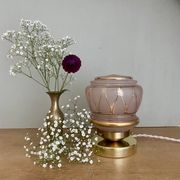 Vintage art deco globe table lamp in pink and gold glass