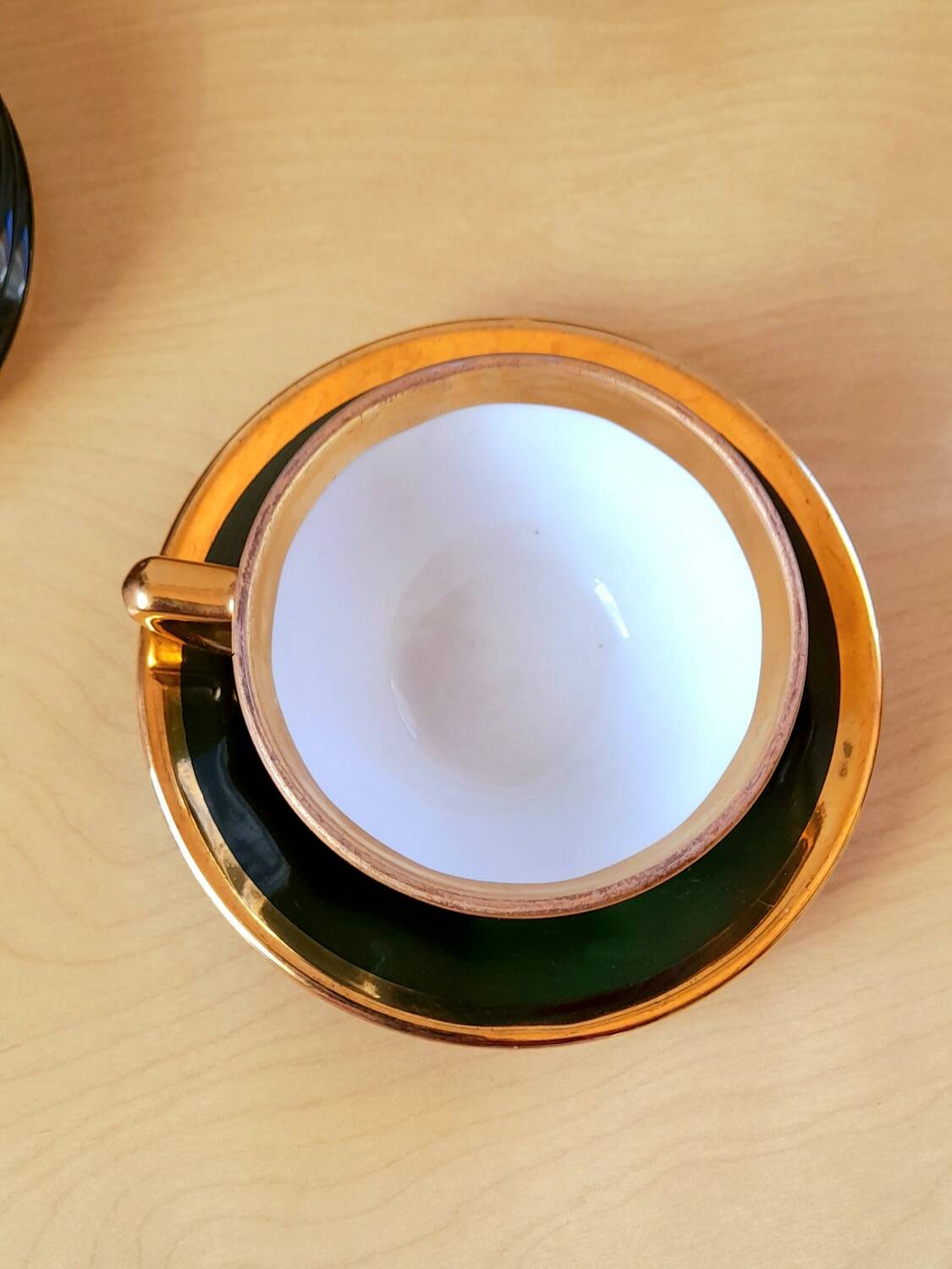 Lot de 6 tasses bistrot apilco vert et or 50s
