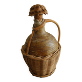 old stoneware bottle wicker vintage decoration stoneware bottle wicker