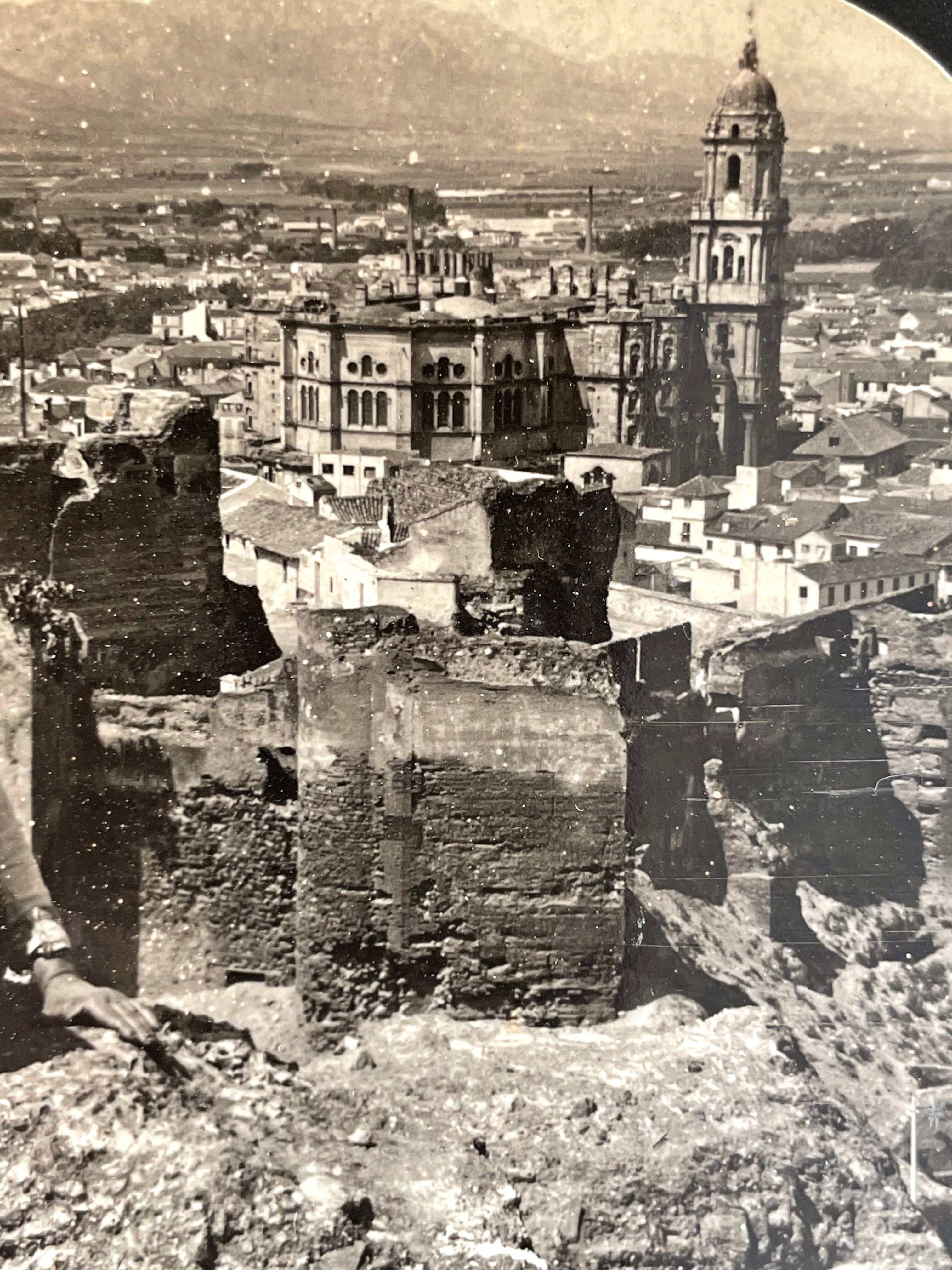 Old photography stereo, stereograph, luxury albumine 1903 Malaga, Spain