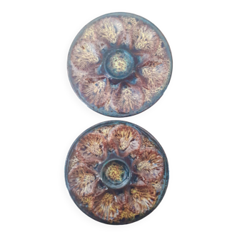 2 Vallauris oyster plates