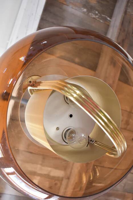 Suspension en laiton et verre fumé de Temde, Allemagne, années 1970