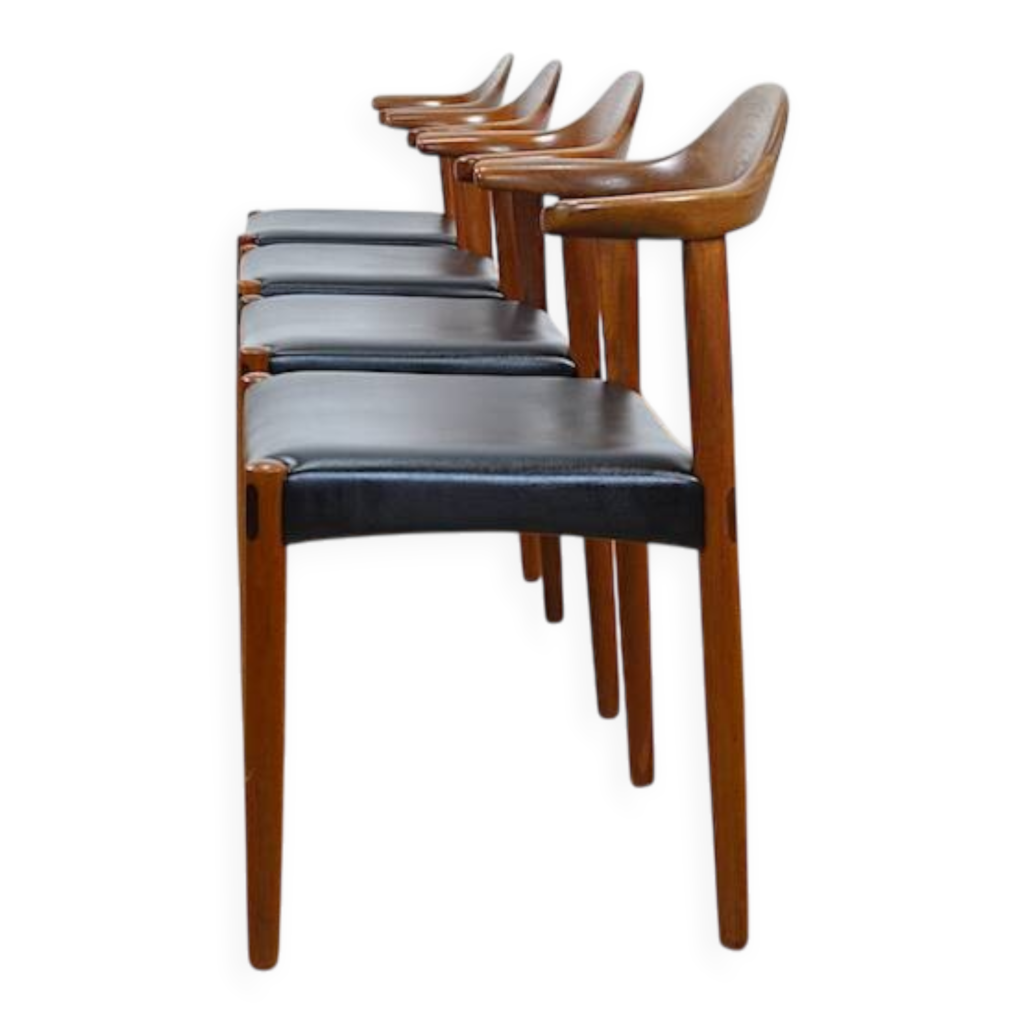 4 Fauteuils Danois en Teck Jacob Hermann  Randers Mobelfabrik 1960