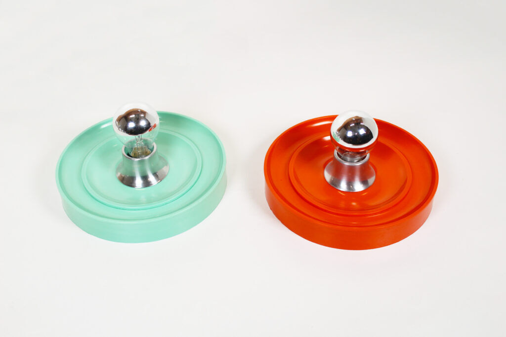 Pair of colourful 'pop art' disc sconces, Italy 1980s