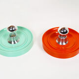 Pair of colourful 'pop art' disc sconces, Italy 1980s