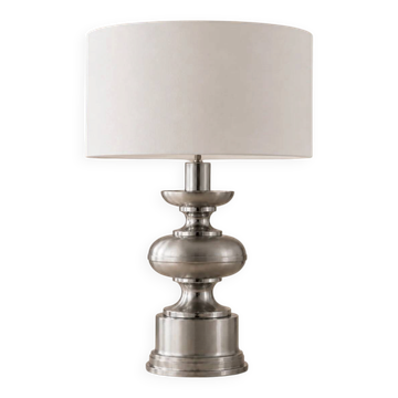 Grande lampe sculpturale en aluminium brossé dans le goût de Delmas, années 1970