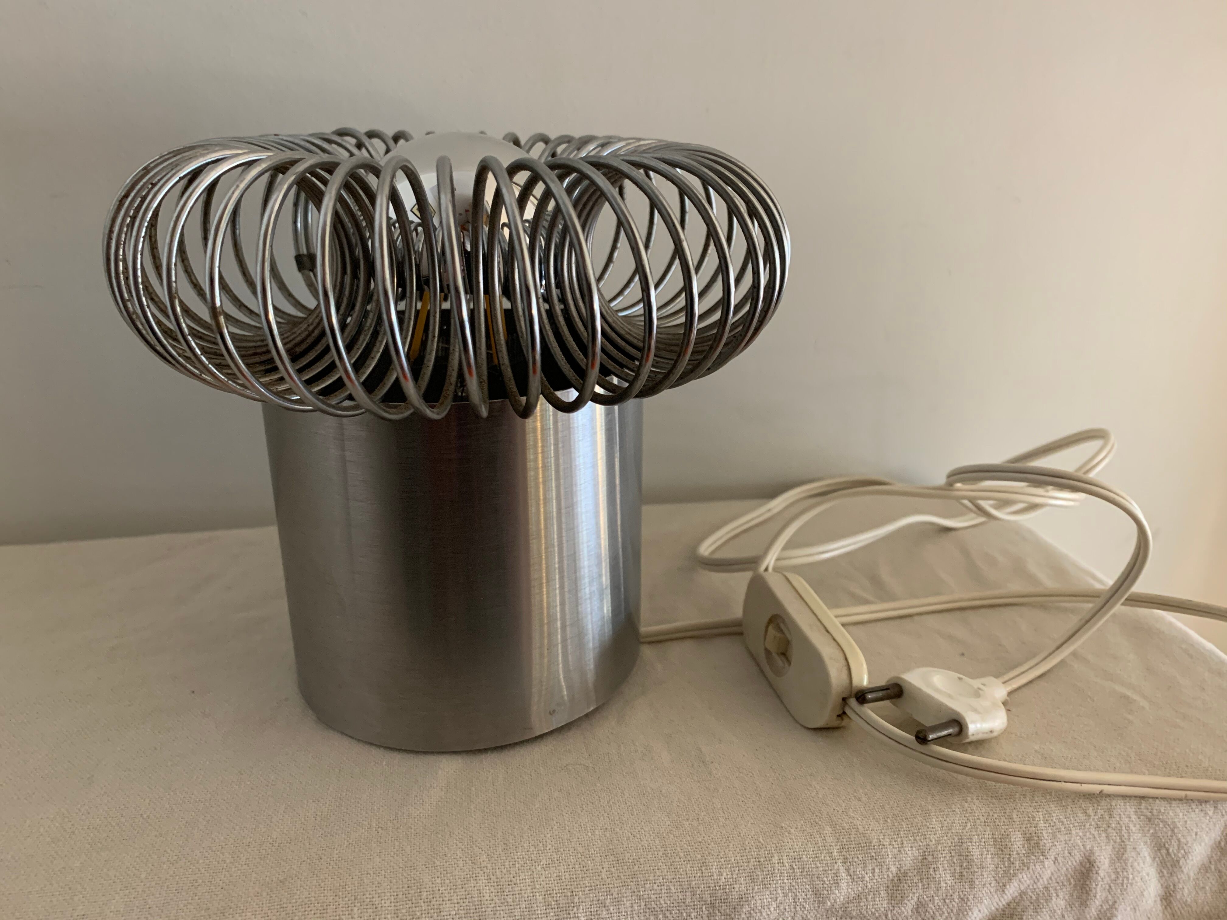 Spring Andrea Lazzari grey stainless spring lamp for Morosini 1970