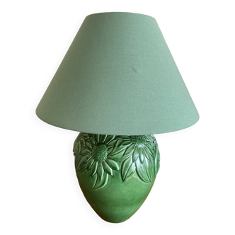 Lampe tournesol en céramique verte