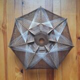 Scandinavian pendant lamp in wood and wire