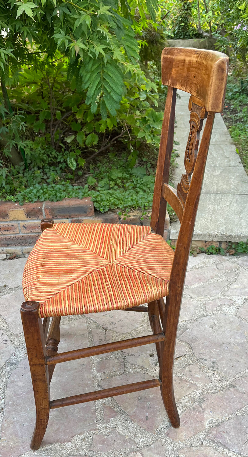 Pair of straw seated chairs