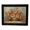 Ancient painting signed romain of a bouquet of flowers in a vase