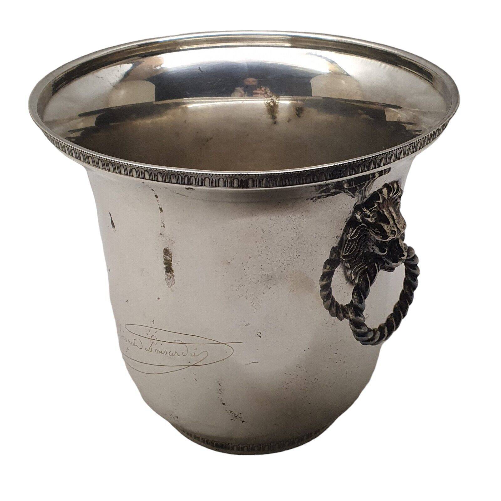 Rare silver metal champagne bucket signed veuve clicquot ponsardin lion head