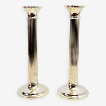 Pair of gold metal candlesticks