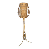 Lampadaire en Rotin des années 50 Style Louis Sognot France