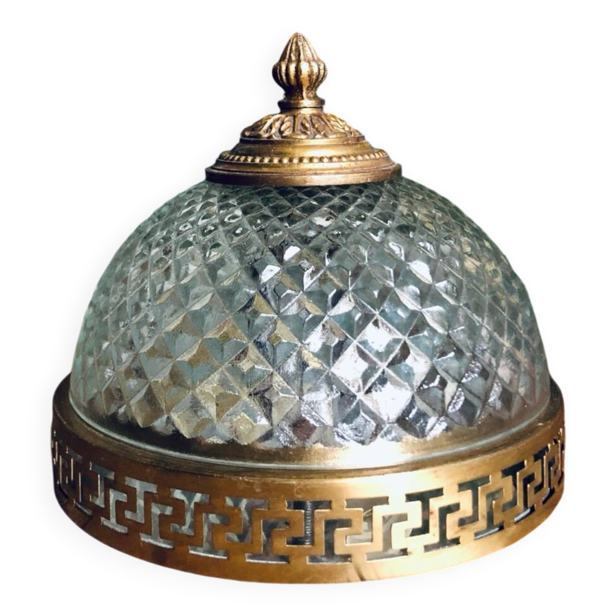 Antique glass and bronze ceiling light by Maison L.GAU
