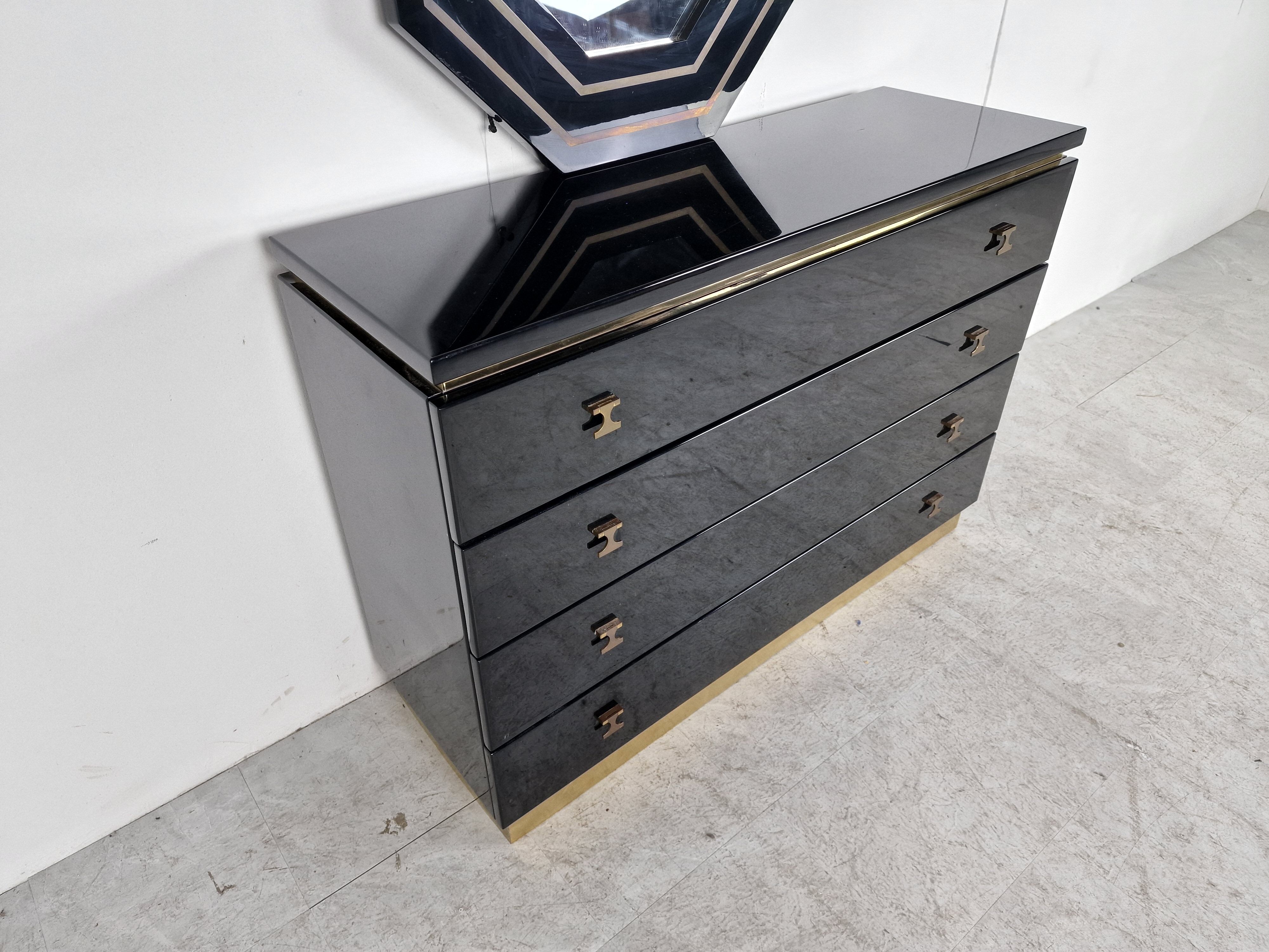 Jean Claude Mahey chest of drawers with mirror, 1970s