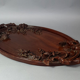 Old wooden tray carved with birds, butterflies and flowers China around 1900. SB