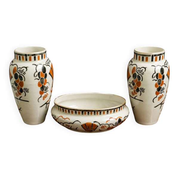 Garniture en faïence de Lunéville (Keller & Guérin) – Art Déco – XXe