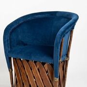 Mexican Equipal Style Chairs in Navy Blue Velvet by Wim Rietveld, Set of 2