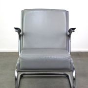 Vintage grey cow leather bauhaus design armchair by Ahrend de Cirkel