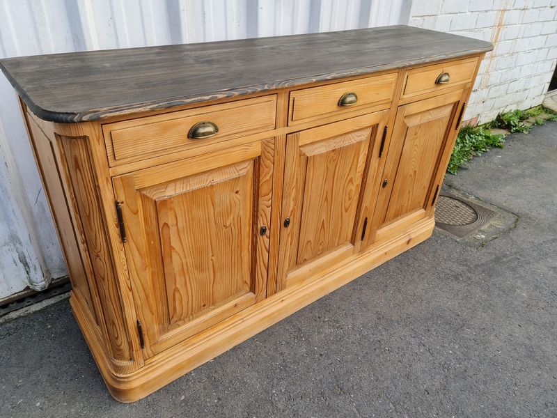 Raw pine sideboard with black patina top