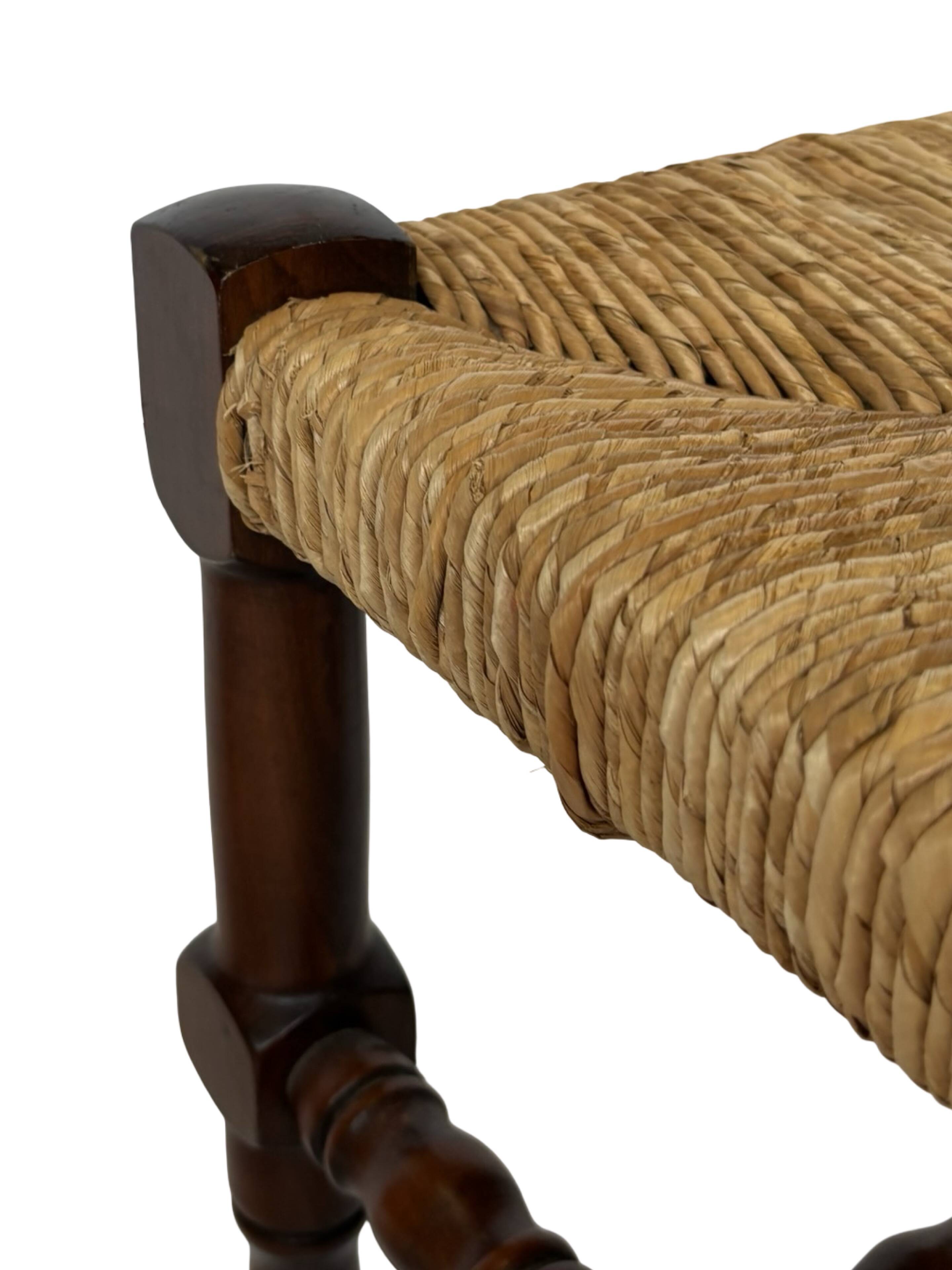 Tabouret vintage table d'appoint design brutaliste années 60 chêne foncé