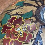 Enamelled glass footed bowl signed LEG for LEGRAS