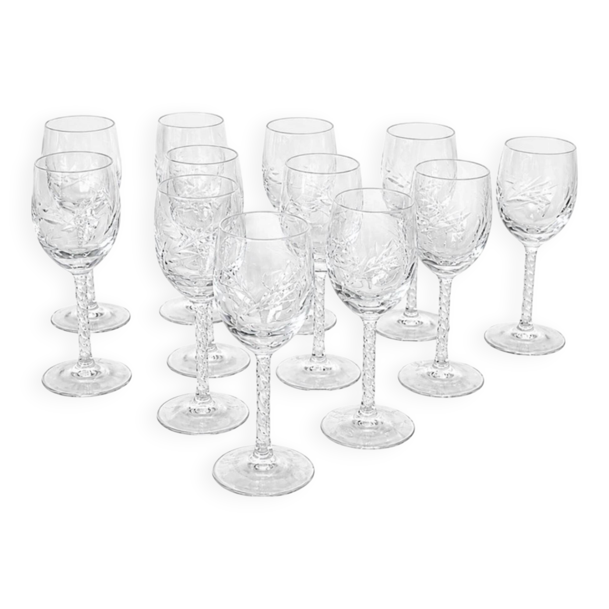 12 verres à liqueur en cristal 1950