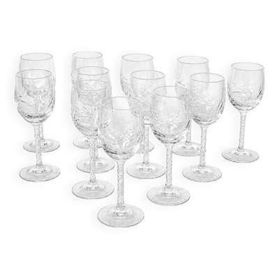 12 verres à liqueur en cristal 1950