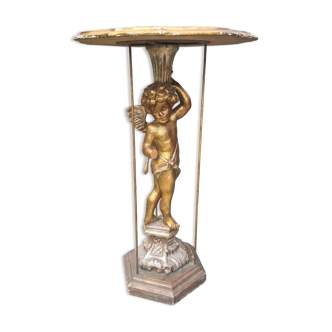 Console in gilded wood with cherub