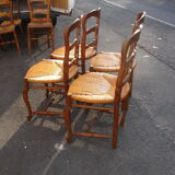 Set of 4 chairs in oak carved from 1950