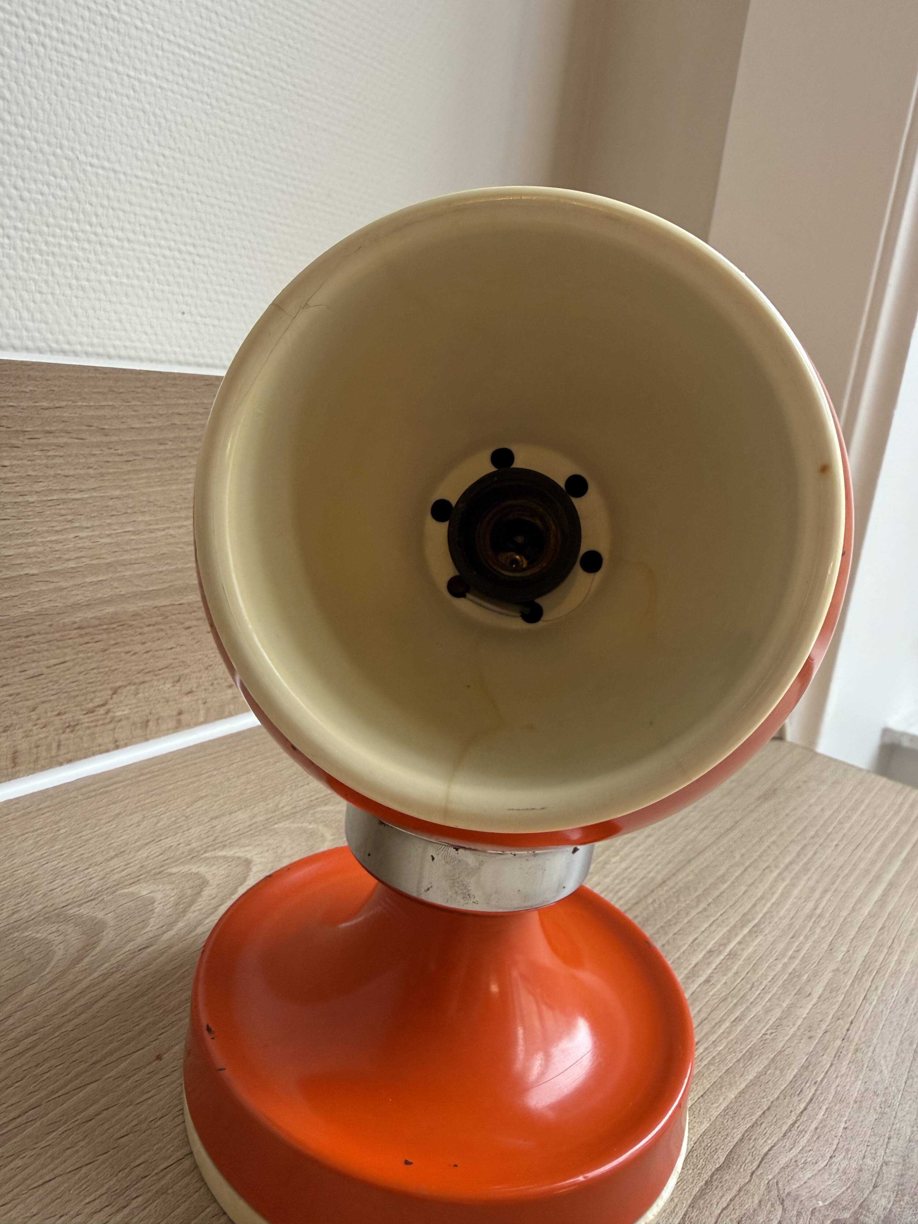 Eyeball Magnet Table Lamp – Orange & Chrome Metal (1970s)