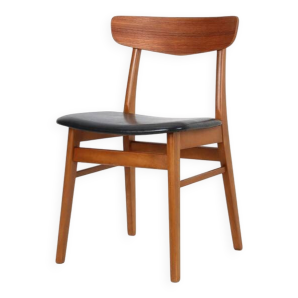 Chaise Findahl “Mosbøl” / années 1960 / années 1970 / teck / hêtre / skai / noir / design danois moderne du milieu du siècle