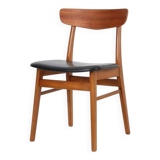 Findahl “Mosbøl” chair / 1960s / 1970s / teak / beech / skai / black / Mid Century Danish Modern Design