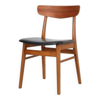Findahl “Mosbøl” chair / 1960s / 1970s / teak / beech / skai / black / Mid Century Danish Modern Design