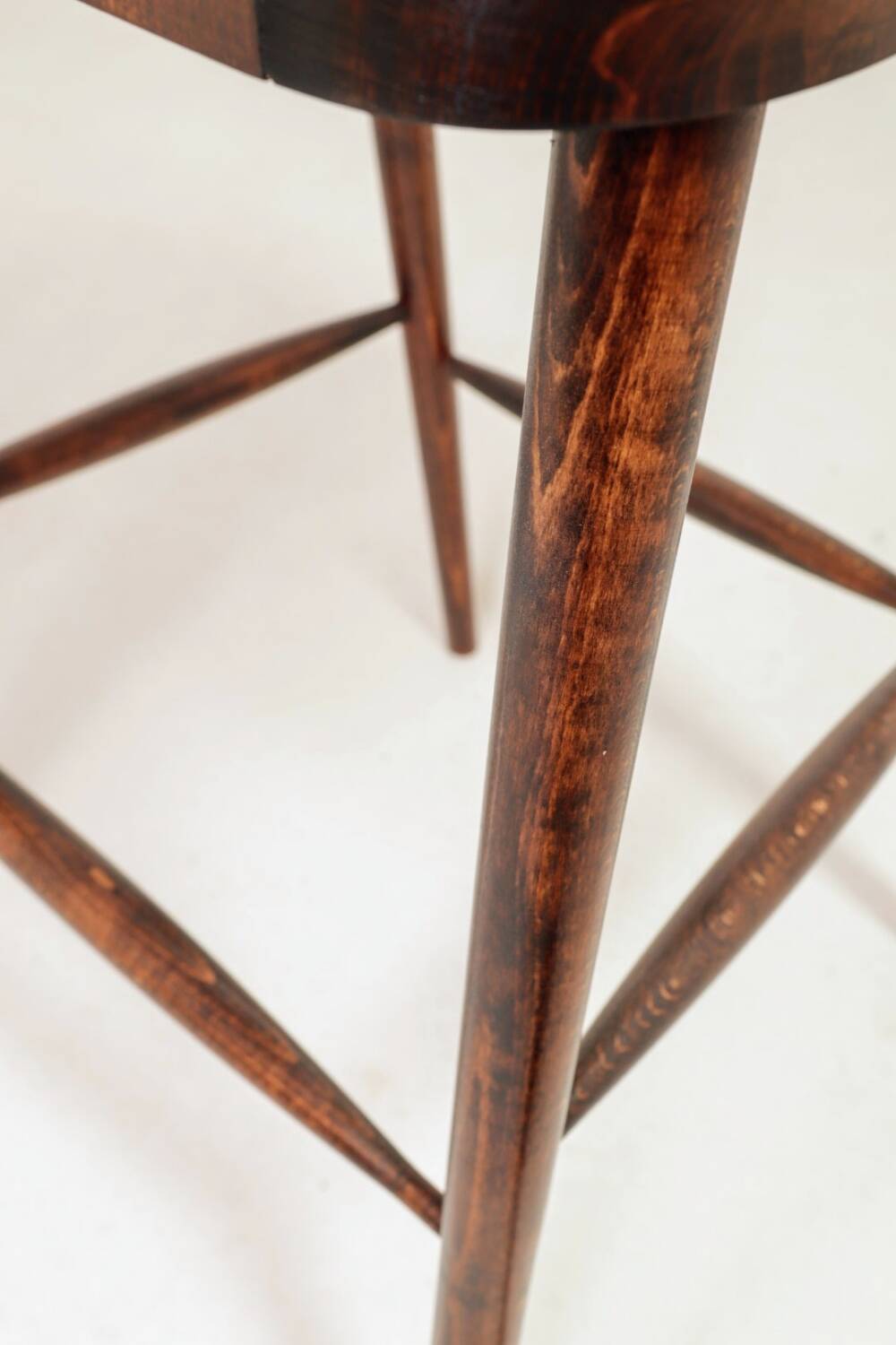 Pair of natural linen striped rustic bar stools