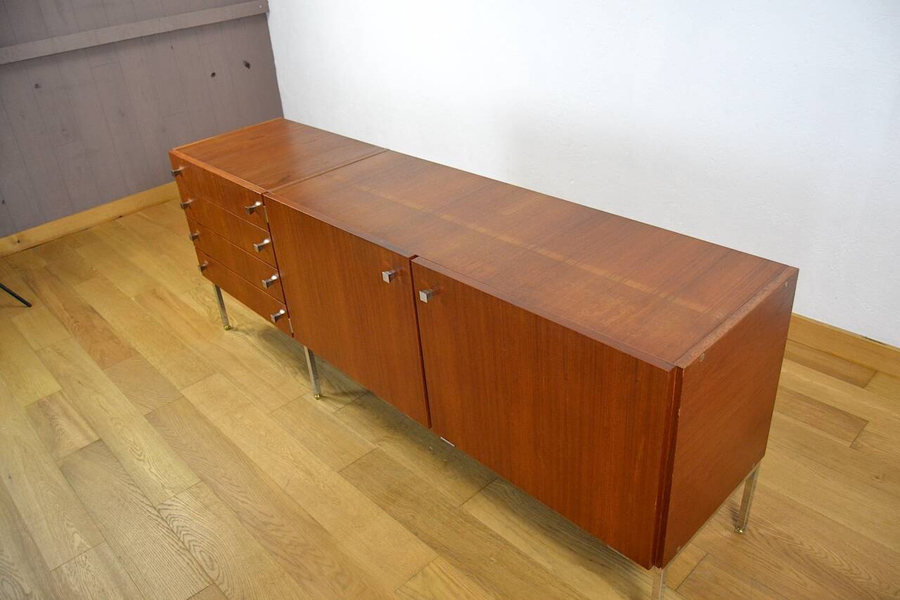 Mahogany Enfilade & Chrome Legs by Luigi Bartolini Vintage 1960