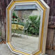 Octagonal mirror wood with frieze of oves, beveled mirror, 20s 66x86cm