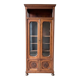 Antique display cabinet in brown wood – glass doors – 180 cm
