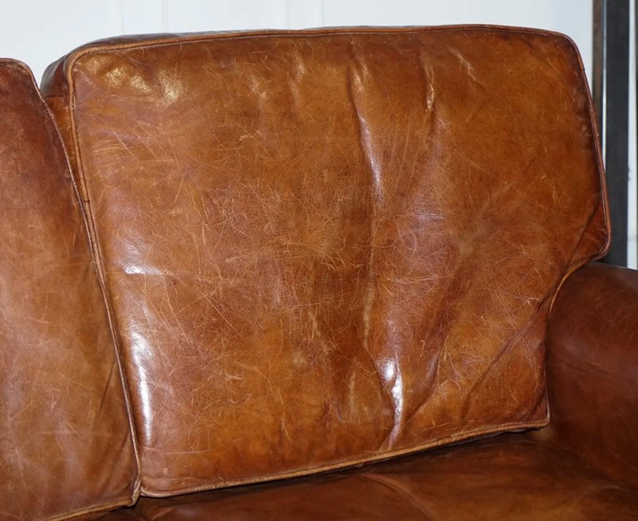 Brown Leather Two-Seater Sofa Balural in the Style of Halo and Timothy Oulton