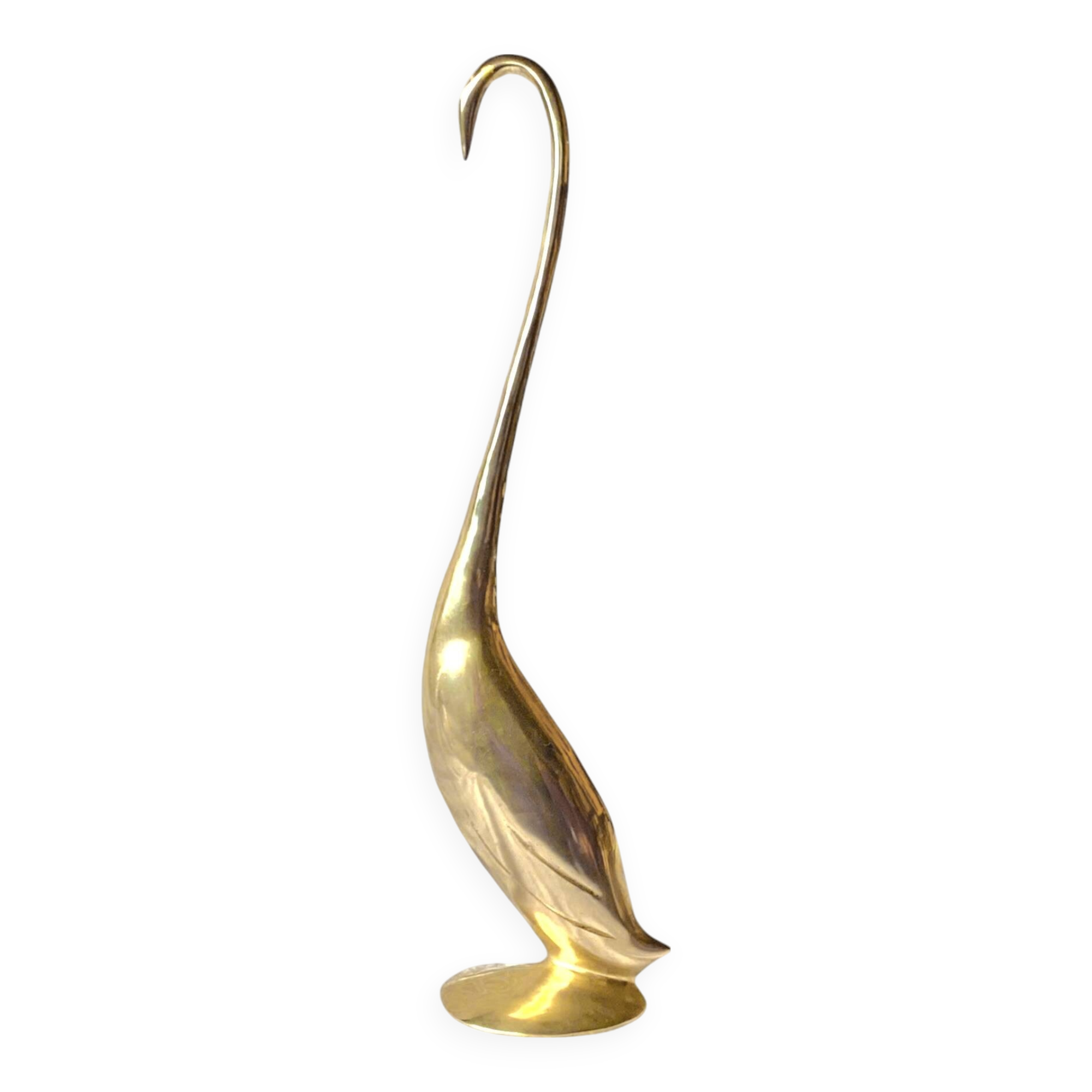 Vintage Gold Brass Heron - 43cm