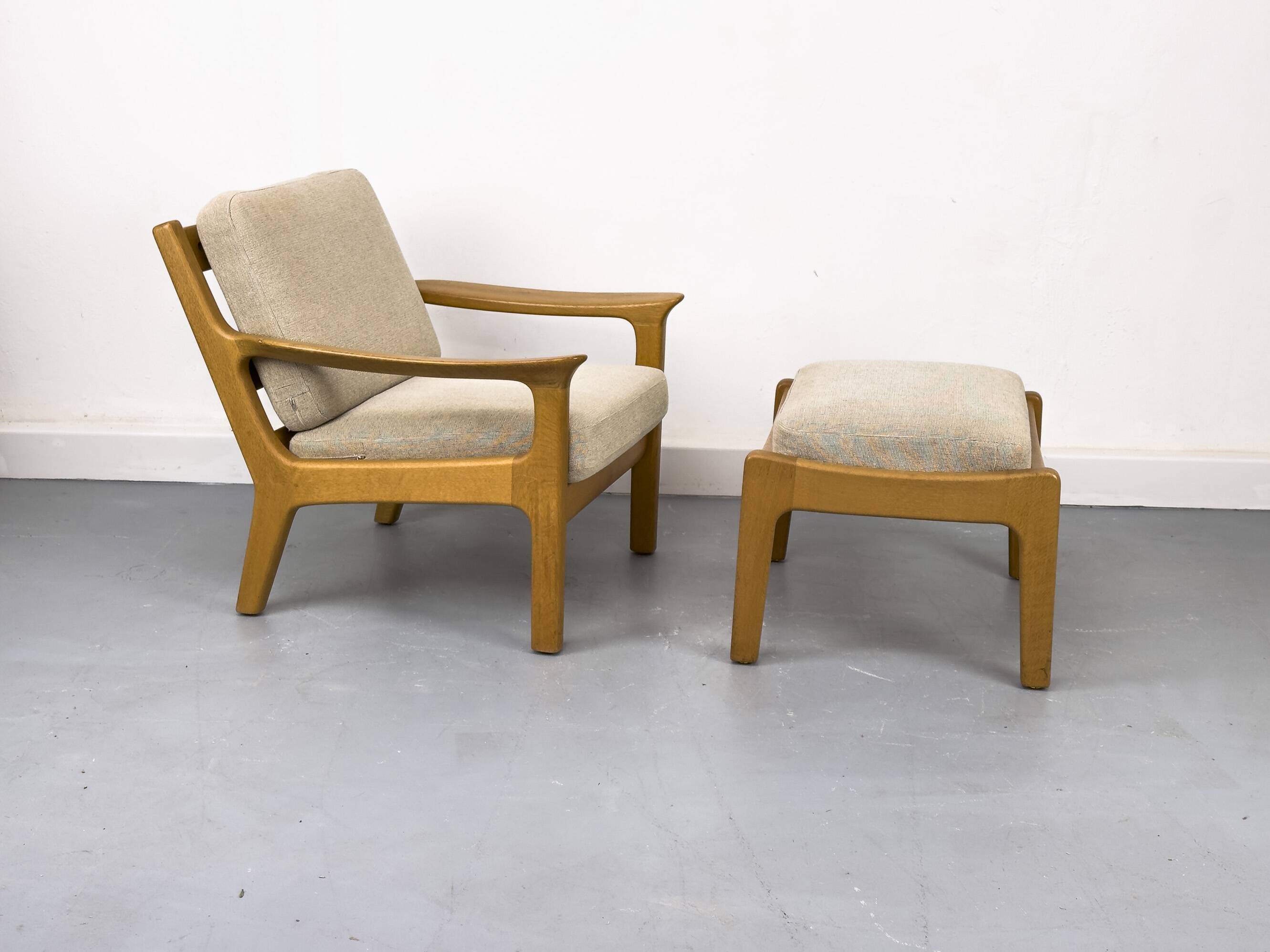 Danish Oak Lounge Chair and Ottoman by Juul Kristensen