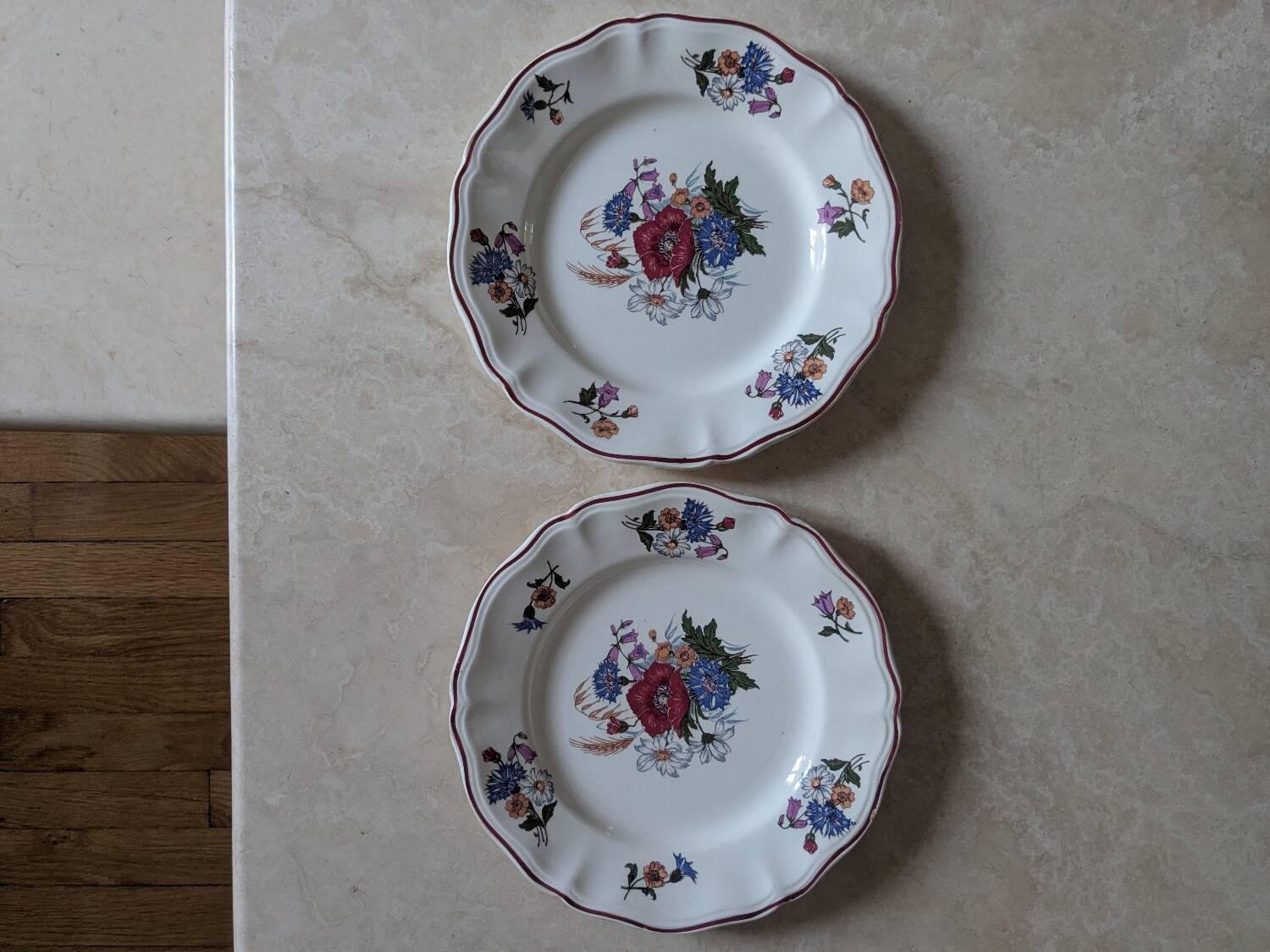 Two Sarreguemines Agreste dinner plates
