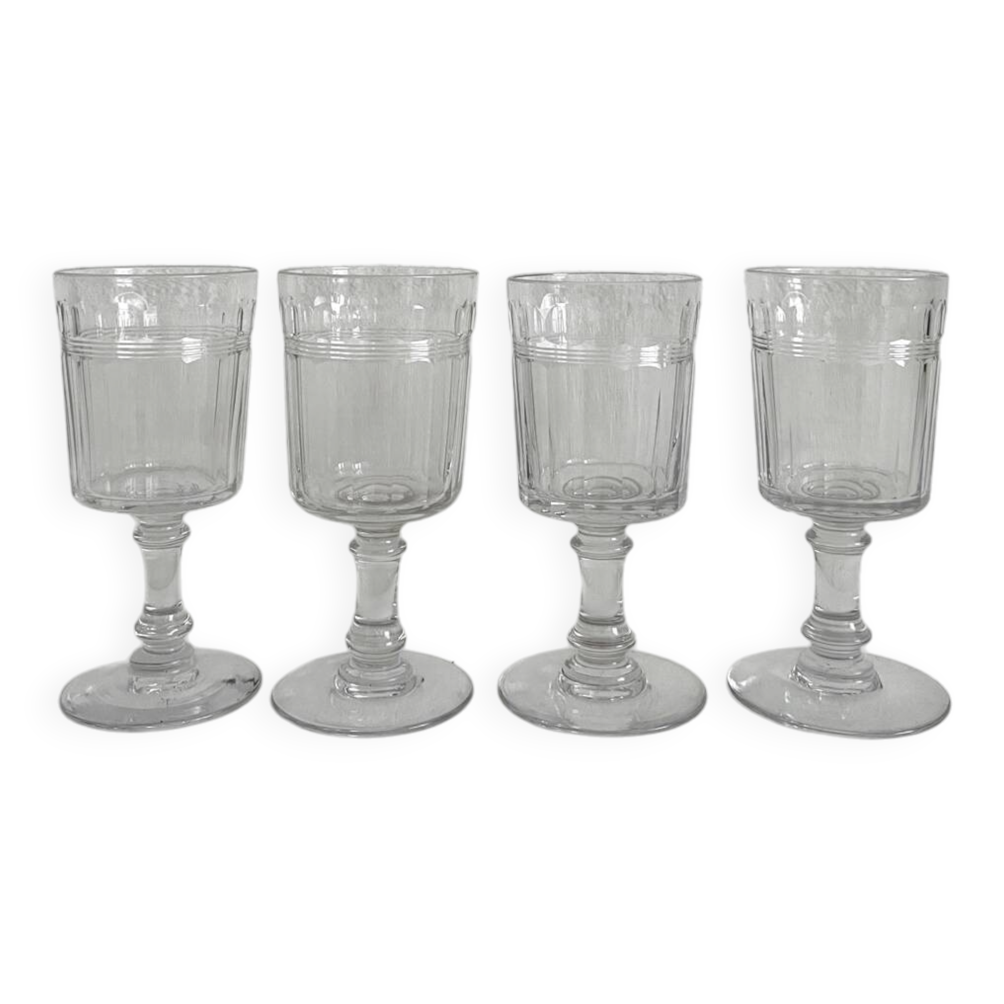 4 Baccarat cut crystal port wine glasses, similar to Chica model