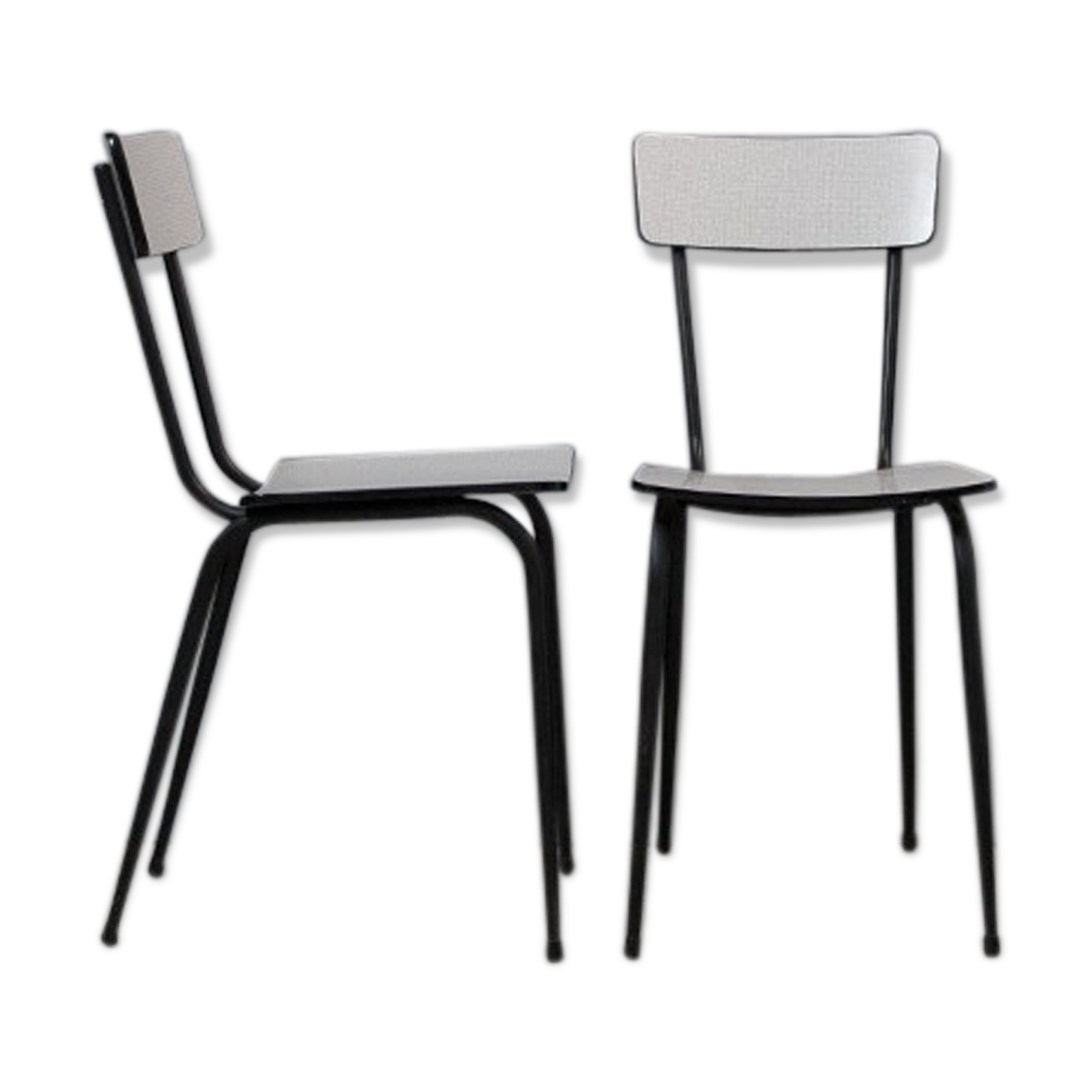 Set of 2 formica chairs in white/grey
