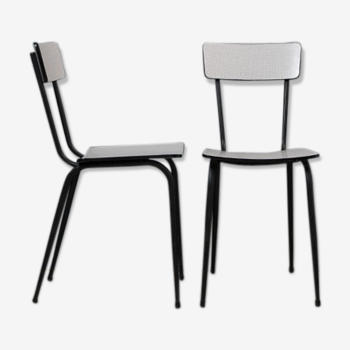 Ensemble de 2 chaises en Formica blanc/gris