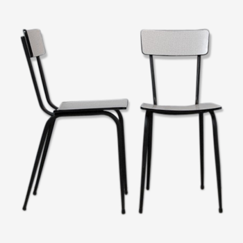 Set of 2 formica chairs in white/grey