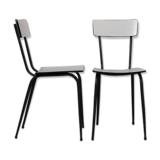 Set of 2 formica chairs in white/grey
